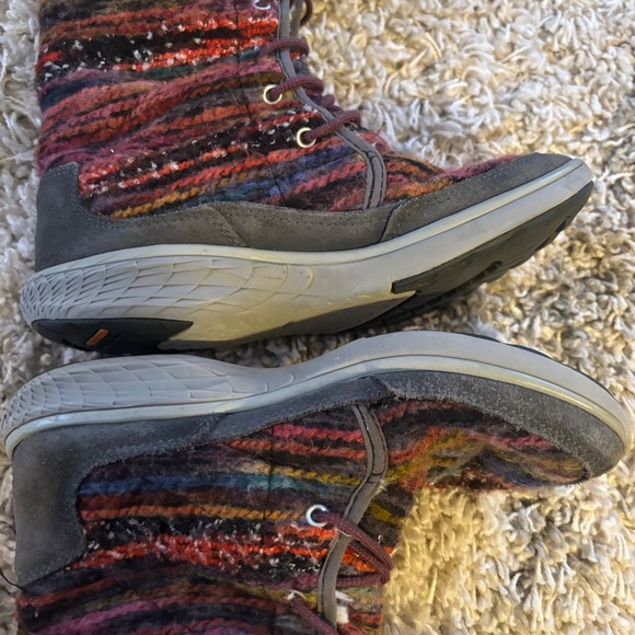 Merrell Womens Grey Multi Knit Suede Faux Fur Mid Calf Winter Boots Size 6 - Picture 9 of 13